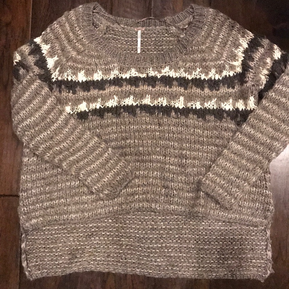 Free People Patterned Brown Sweater